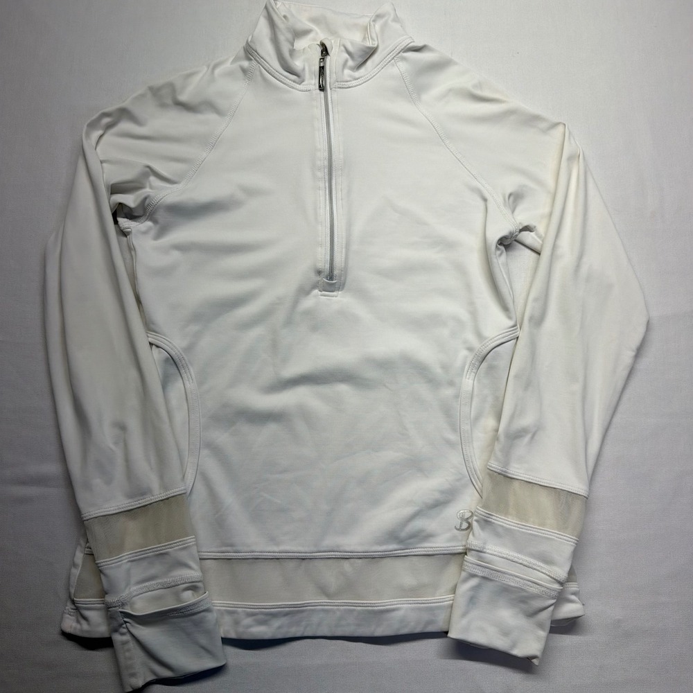 Sofibella 1/4 Zip Pullover Womens XS White Tennis Golf Mesh Thumbhole
